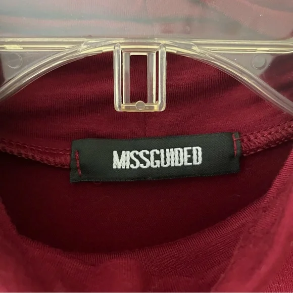 Missguided Mock Neck Long Sleeve Fitted Dress 8 Red - Picture 2 of 4